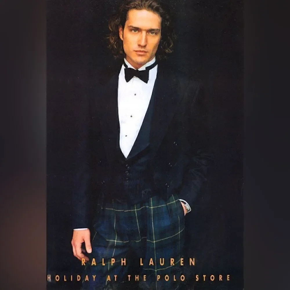 Polo Ralph Lauren Silk Blackwatch Tartan Plaid Shawl Collar Waistcoat Vest